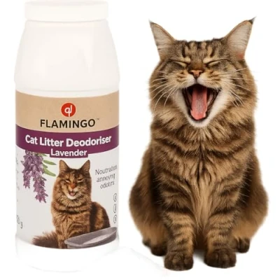 Abbildung von Flamingo Katzenstreu Deodorant mit Lavendelduft 750g, Frisch und Beruhigend, Neutralisiert Üble Gerüche