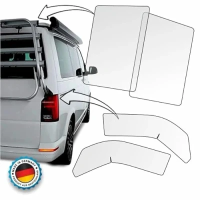 Abbildung von LACKSCHUTZSHOP Lackschutzfolie Pads passend für Fahrradheckträger VW T6 / T6.1 Schutzfolie transparent Heckträger Heckklappe Volkswagen und Fahrradträger Thule