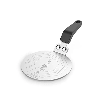 Abbildung von Bialetti Moka Induktionskochteller Adapter für die Verwendung von Kaffeekannen und Kochgeschirr auf Induktionskochfelder, Stahl, 13 cm, Silber