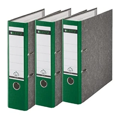 Abbildung von Leitz Qualitäts Ordner, 3er Pack, Wolkenmarmor Papier, A4, 8 cm Rückenbreite, Grün, 310305055
