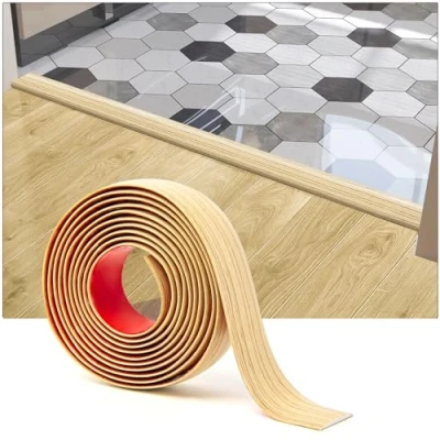 Abbildung von Art3d Selbstklebender Vinylbodenübergangsstreifen 1m Laminatbodenstreifen flacher Bodentrennstreifen zum Verbinden von Bodenlücken Teppichschwellenübergang Fliesenboden 122x4x0,3cm aspen gelb