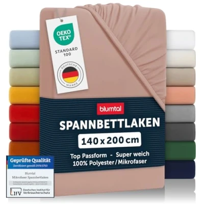 Abbildung von Blumtal® Spannbettlaken 140x200 cm 2er Set Bettlaken aus Microfaser Oekotex zertifiziertes Spannbetttuch / Leintuch Rosa