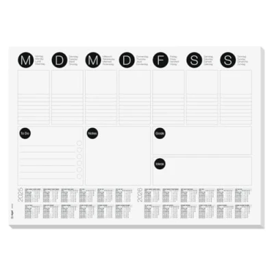Abbildung von SIGEL HO506 Papier Schreibtischunterlage A3 mit aktuellem 2 Jahres Kalender, Wochenplaner, To Do Liste, 30 Blatt, vegan, aus nachhaltigem