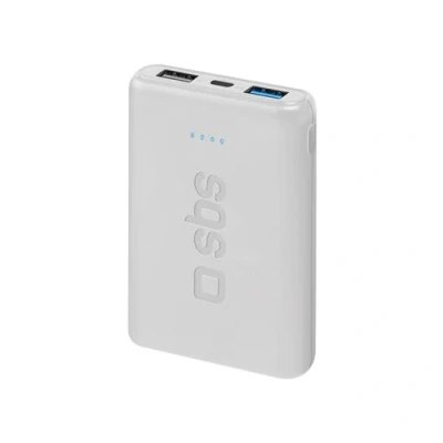 Abbildung von SBS Powerbank 5000 mAh Ultrakompaktes Schnellladegerät, externer Mini Akku mit Zwei USB Anschlüssen, Taschenformat und leicht für iPhone, Samsung, Xiaomi, Oppo, Huawei