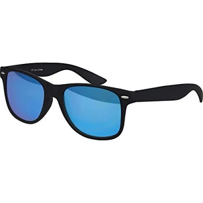 Abbildung von Balinco Sonnenbrille UV400 CAT 3 CE Rubber mit Federscharnier für Damen &amp; Herren (schwarz blau verspiegelt)
