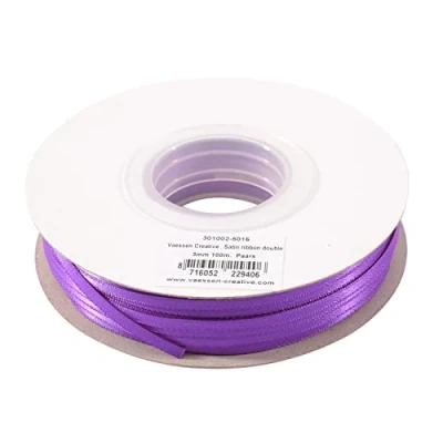 Abbildung von Vaessen Creative Satinband 3mmx100m Flieder, Schleifenband, Dekoband, Bänder zum Basteln, Stoffbänder für Hochzeit, Taufe Und Geburtstagsgeschenke