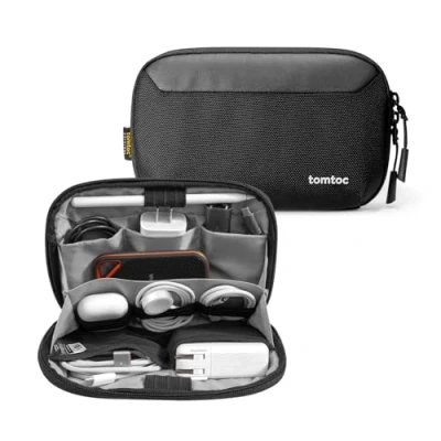 Abbildung von tomtoc Kabel Organizer Tasche Kabeltasche, Elektronik Tech Pouch Laptop Zubehörtasche, Kompakt Cable Bag für Handy Ladegerät, Ladekabel, Festplatte, Adapter, SD Karten