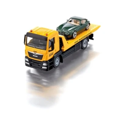 Abbildung von siku 2722, MAN Abschleppwagen ADAC, Inkl. Abzuschleppendem Spielzeugauto, 1:55, Metall/Kunststoff, Gelb, Originalgetreue Funktionen, Ausziehbare Seilwinde, Kipp und absenkbare Transportplattform