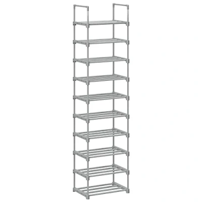 Abbildung von SONGMICS Schuhregal mit 10 Ebenen, offener Schuhschrank hoch, Schuhständer schmal, Schuhaufbewahrung, aus Metall, platzsparend, für Ankleidezimmer, Flur, 30 x 45 174 cm, grau LSA025G02