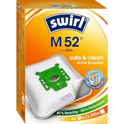 Abbildung von Siwrl M 52 EcoPor Staubsaugerbeutel für Miele, 4 Beutel, Weiß