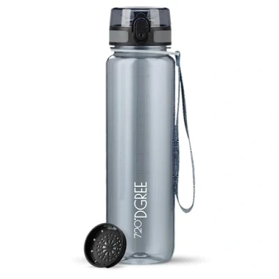 Abbildung von 720DGREE Trinkflasche 1l “uberBottle“ crystalClear +Sieb BPA Frei Wasserflasche für Sport, Gym, Fitness, Fahrrad, Outdoor, Uni Sportflasche aus Tritan Leicht, Stoßfest, Wiederverwendbar