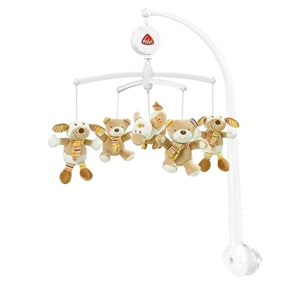 Abbildung von Fehn Musik Mobile Rainbow Baby Einschlafhilfe Musikspielzeug mit süßen Tieren Babymobile Spieluhr Melodie &quot;Guter Mond&quot; Musikmobile Babybett Spielzeug für Babys und Neugeborene von 05 Monaten