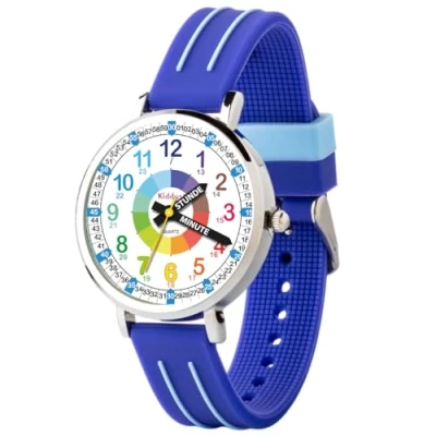 Abbildung von Kiddus Lernuhr für Kinder, Analoge Armbanduhr Jungen und Mädchen ab 5 Jahren, 3ATM 5ATM, Erste Kinderuhr mit Stunden Minuten, Geschenk zum Lernen