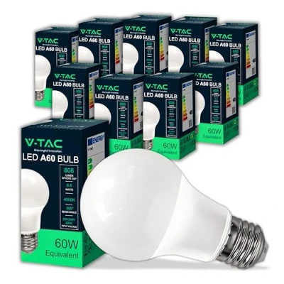 Abbildung von V TAC 10x LED Glühbirne E27 8,5W (entspricht 60W) A60 806Lumen Lampe 4000K Neutralweiß Glühlampen Energiesparlampe