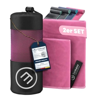 Abbildung von Mikrofaser Handtuch 2er Set: Schnelltrocknend, Kompakt, Leicht Microfaser Microfiber Towel groß klein: Camping Fitness Sport Badetuch Sporthandtuch Reisehandtuch Mikrofaserhandtuch Fitnesshandtuch