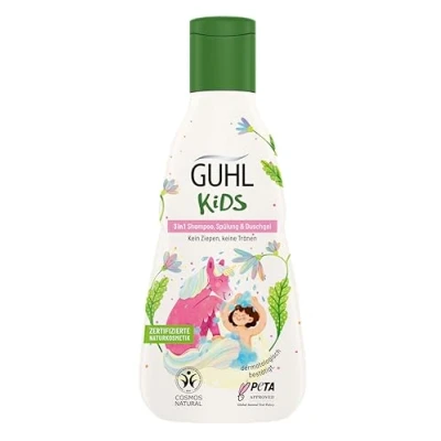Abbildung von Guhl Kids 3 in 1 Shampoo, Spülung &amp; Duschgel Inhalt: 250 ml Speziell für Kinder entwickelt Kein Ziepen Kindgerechtes Design Cosmos Natural zertifiziert