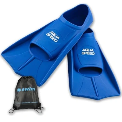Abbildung von Aqua Speed Kurze Trainingsflossen I Damen Herren weiche Schwimmflossen Profi leichte Kurzflossen für Mädchen Jungen Swim Flossen Sport Training + Ultrapower Rucksack blauI11; Gr. 39I40