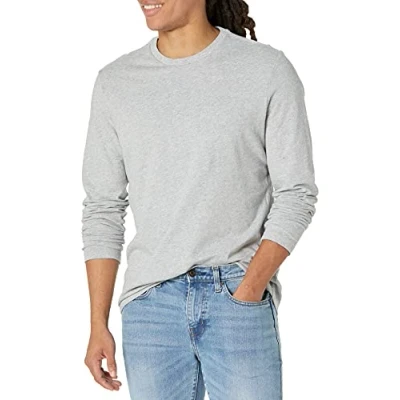 Abbildung von Amazon Essentials Herren Langärmeliges T Shirt, Schmale Passform, Hellgrau Meliert, L