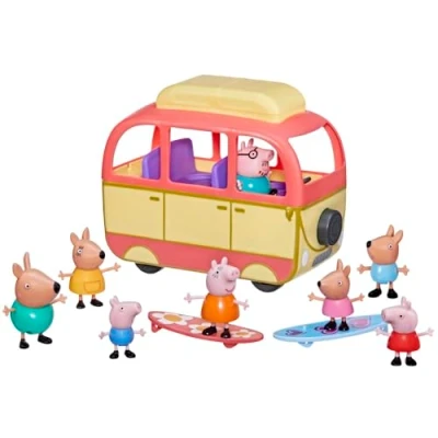 Abbildung von Peppa Pig Visits Australia Campervan Vehicle Preschool Toy; Includes 8 Figures, 4 Accessories, for Ages 3 and Up