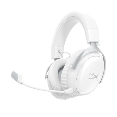 Abbildung von HyperX Cloud III S Kabelloses Gaming Headset, Multiplattform, 2,4 GHz, Bluetooth, Akkulaufzeit bis zu 120 Stunden, 53 mm Neigungstreiber, 10 abnehmbares Mikrofon Weiß