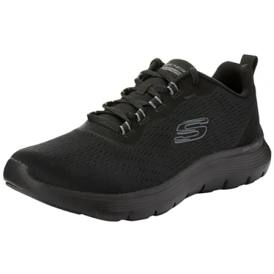 Abbildung von Skechers Damen Flex Appeal 5.0 Low Top Sneaker, Schwarzes Netzgewebe mit grauem Rand, 39.5 EU