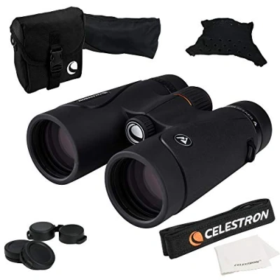Abbildung von Celestron 71404 TrailSeeker 8 x 42mm Dachkantgläser mit dielektrisch beschichteter Linse, BaK 4 Prismenlinse, Leichtes Gehäuse aus Einer Magnesium Legierung und weiter Tragetasche, Schwarz