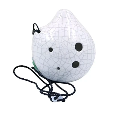 Abbildung von Alnicov 6 Loch Ocarina,Weinflasche Stil Alto C Ocarina,Ice Crack glasiert Craft White
