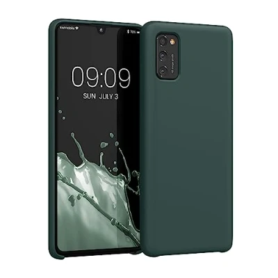 Abbildung von kwmobile Hülle kompatibel mit Samsung Galaxy A41 Silikon Handy Case Handyhülle weiche Oberfläche kabelloses Laden Blaugrün
