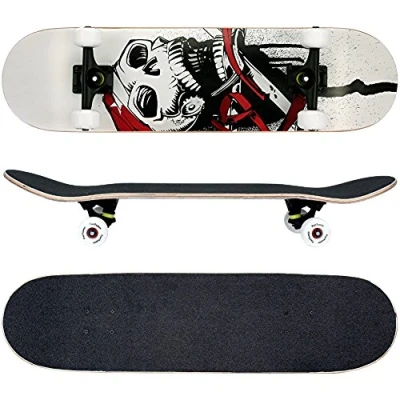 Abbildung von FunTomia Skateboard mit ABEC 9 Kugellager Rollenhärte 100A und 100% 7 lagigem kanadisches Ahornholz Skate Board Kicktail
