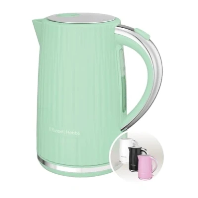 Abbildung von Russell Hobbs Wasserkocher [1,7L 2400W] Eden Pistazie, Edelstahlakzente (herausnehmbarer Kalkfilter,Deckelöffnung per Knopfdruck,Wasserstandsanzeige,leuchtender Schalter, BPA frei) Teekocher 27364 70
