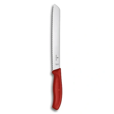 Abbildung von Victorinox, Swiss Classic, Profi Brotmesser, Extra Scharfe Klinge, Wellenschliff, 21 cm, Robuster Kunststoffgriff, Rostfreier Stahl, rot