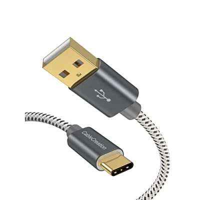 Abbildung von CableCreation 25cm Kurz USB C Kabel, Geflochtene Ladekabel Datenkabel, Type Schnellladekabel für Macbook, Galaxy S8/S9/S10/S20, Huawei P20/P30, Moto Z usw. Kabel mit 56K Ohm Widerstand