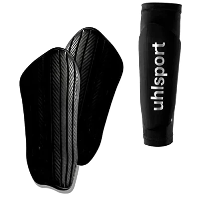 Abbildung von uhlsport Carbonflex Evo Fußball Schienbeinschoner für Kinder und Erwachsene ultraleichter Fussball mit Lüftungslöcher hoher Aufpralldämpfung