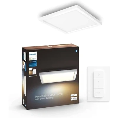 Abbildung von Philips Hue White Amb. LED Panelleuchte Aurelle inkl. Dimmschalter, 4,6x30x30cm, weiß, dimmbar, alle Weißschattierungen, steuerbar via App, kompatibel mit Amazon Alexa