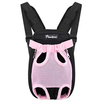 Abbildung von Pawaboo Haustier Rucksack Hund Tragetasche, Verstellbar Beinen heraus Rucksäcke Tragbar Reisetasche, Atmungsaktiv und Bequem Speziell für Klein Mittler Hunde Katzen Welpen L Rosa