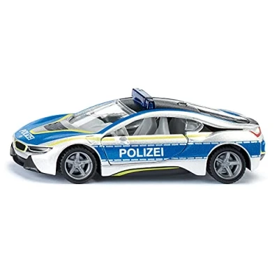 Abbildung von siku 2303, BMW i8 Polizeiauto, Metall/Kunststoff, 1:50, Blau/Silber, Flügeltüren zum Öffnen, Wechselbare Räder, Gummierte Reifen