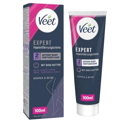 Abbildung von Veet Expert Haarentfernungscreme für Körper &amp; Beine Enthaarungscreme alle Hauttypen, inkl. sensibler Haut 100 ml