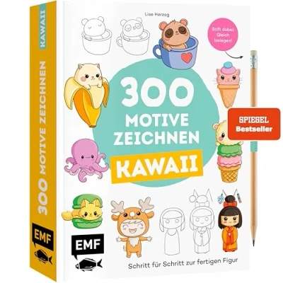 Abbildung von 300 Motive zeichnen Kawaii: Schritt für zum fertigen Motiv Stift dabei Gleich loslegen!