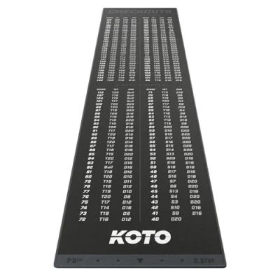 Abbildung von KOTO Carpet Checkout Grau, 237x60cm Dartmatte, Schutz Bodens &amp; Dartpfeile, Mit Score Indikation + Oche
