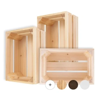 Abbildung von Creative Deco Kleine Holzkiste Natur Kiste Holz 30 x 20 15 cm Geschliffen Obstkiste Deko Weinkisten Apfelkiste Perfekt als Holzbox Geschenkbox Spielzeugkiste Aufbewahrungskiste Osterdeko