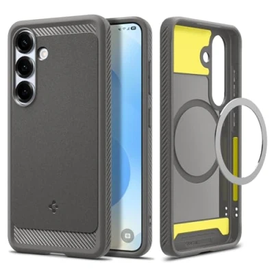Abbildung von Spigen Rugged Armor MagFit Hülle für Samsung Galaxy S25 Plus, Kompatibel mit MagSafe Marble Gray