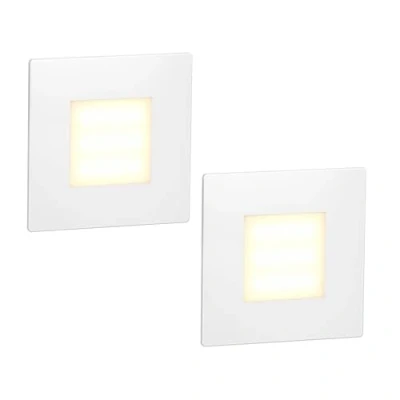 Abbildung von ledscom.de 2 Stück LED Treppenlicht/Wandeinbauleuchte FEX für innen und außen, eckig, 85 x 85mm, warmweiß