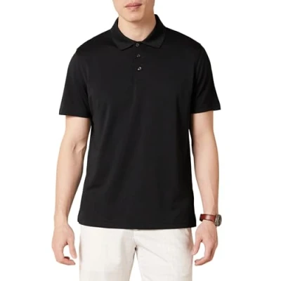 Abbildung von Amazon Essentials Herren Golf Poloshirt, Schnell Trocknend, Schmale Passform, Schwarz, M