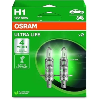 Abbildung von Osram ULTRA LIFE, H1, halogen headlight lamps, Hanging folding box (2 lamps), white
