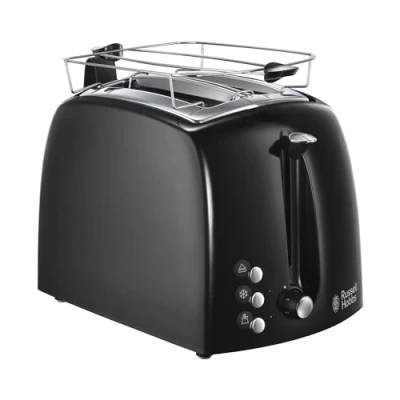 Abbildung von Russell Hobbs Toaster [für 2 Scheiben] Textures+ (extra breite Toastschlitze, inkl. Brötchenaufsatz &amp; integrierte Toast Zange, 6 Bräunungsstufen + Auftau Aufwärmfunktion, 850W) 22601 56