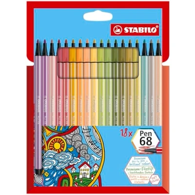 Abbildung von Premium Filzstift STABILO Pen 68 18er Pack mit 18 verschiedenen Farben