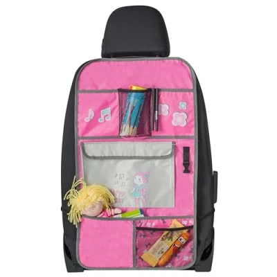 Abbildung von Walser Autositz Organizer Kinder, Rückenlehnenschutz Auto Ballet Doll, Rücksitz mit Taschen Rücksitzschoner ca. 70x40 cm rosa
