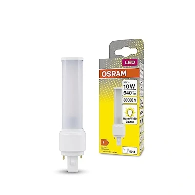 Abbildung von OSRAM DULUX LED D10 EM, G24D 1, 5W, 540lm, 3000K, warmweiße Lichtfarbe, zielgerichtete Beleuchtung dank rotierender Endkappe, Ersatz für klassische Kompaktleuchtstofflampen mit Sockel 1