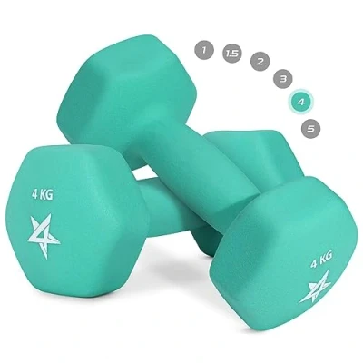 Abbildung von Yes4All WCZV Hex Neopren hanteln set Gewichte für Krafttraining Yoga Pilate Kurzhanteln 2er set, Dumbbells Frauen Männer, 4 kg 2 er türkisblau