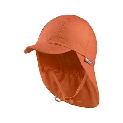 Abbildung von Sterntaler Schirmmütze Nacken Basic Unisex Baby und Kinder Mütze mit Nackenschutz UV Schutz 50+ Hut aus Popeline (Bio) leichte Sommer Kopfbedeckung Gummiband rost, Größe 51